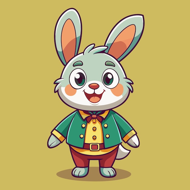 cute rabbit in clothes looking and smiling cartoon vector image
