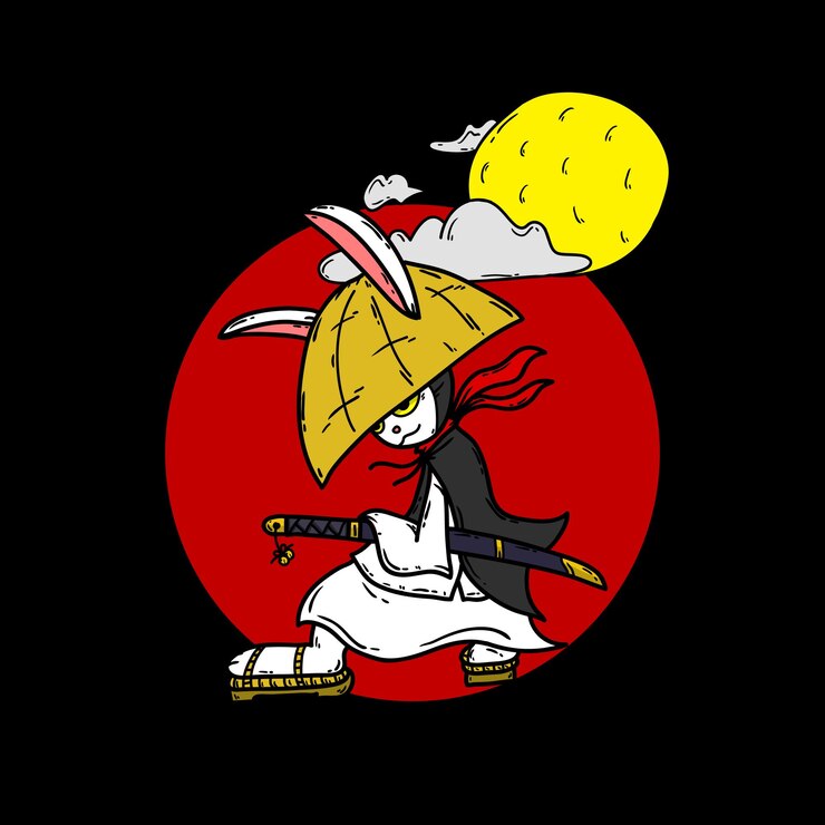 Vektor cute rabbit swordmen warrior vector illustration
