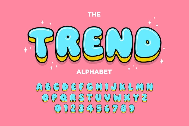 cute retro cartoon alphabet