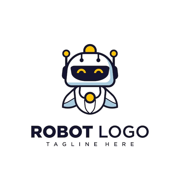 cute robot character logo design for company mascot or community mascot