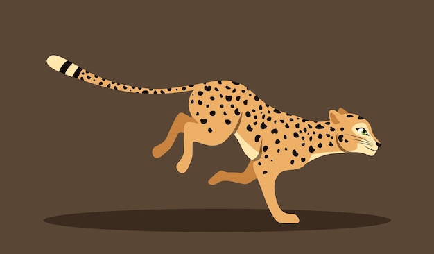 Cute running leopard poster of wild animal jumping racing and chasing prey side view of spotted fast