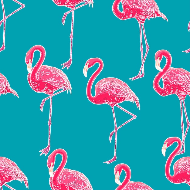 Cute seamless flamingo. hand-drawn illustration