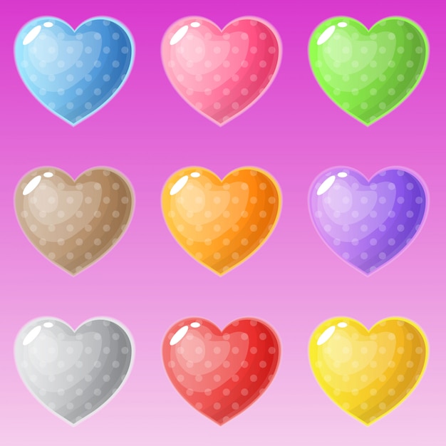 Cute shape hearts many colors styles.