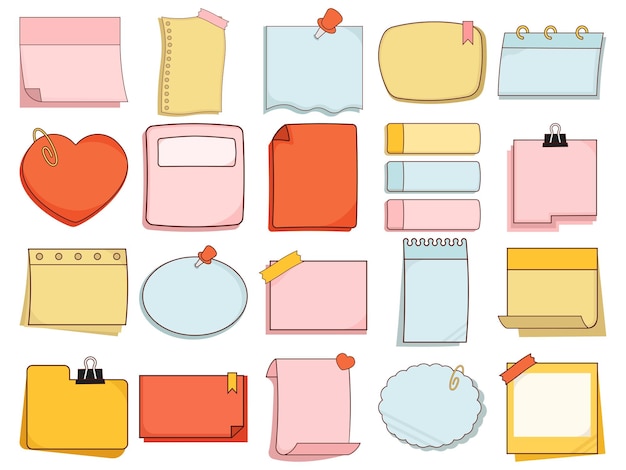 Cute Sticky Notes Elements Illustration