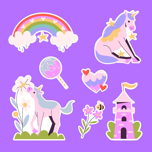 Cute unicorn stickers collection