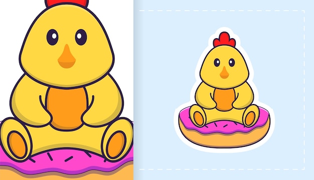 Cute vector chicken. Can be used for stickers, patches, textiles, paper.
