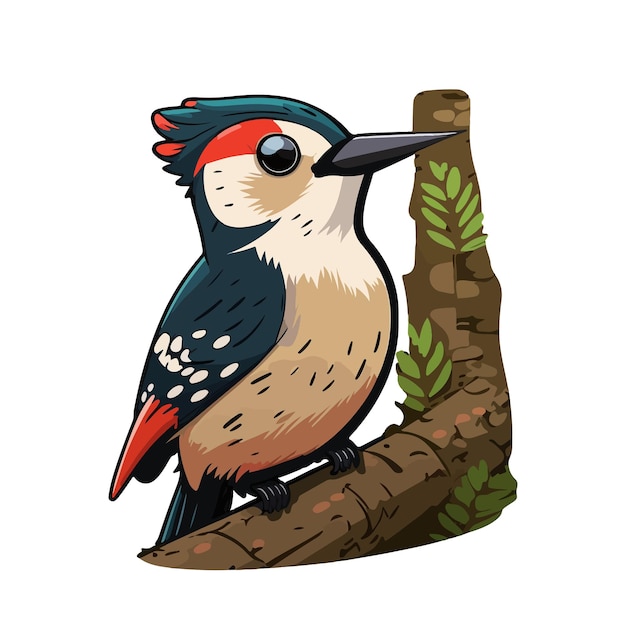 Cute woodpecker cartoon style