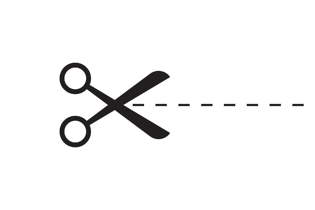 Cutting line by scissors vector icon Separation paper sign Trim coupone symbol