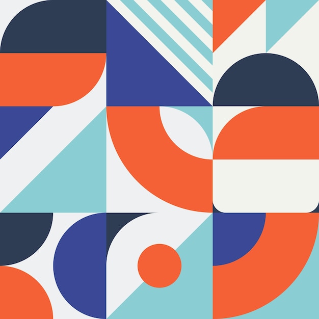 Cyan and orange colorful seamless geometric retro vector illustration