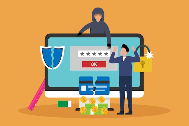 Cyber criminals phishing stealing private personal data