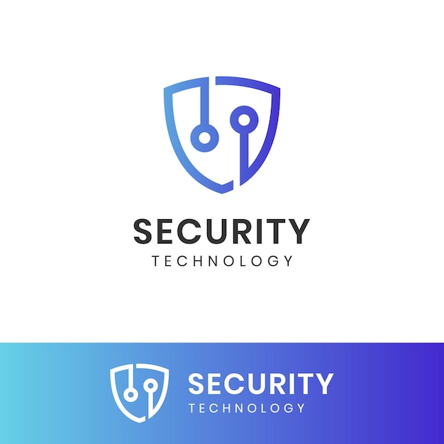 cyber defense shield tech logo for internet data security design
