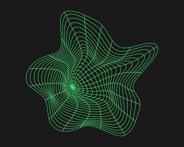 Cyber geometry y2k element Cyberpunk shape Isolated style on black background