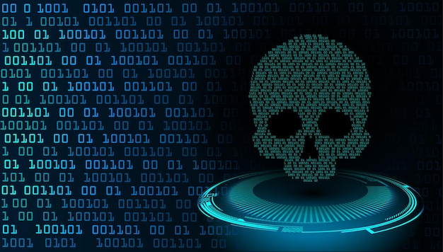 Cyber hacker attack bakgrund dödskalle vektor