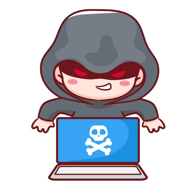 cyber hacker cartoon vector cyber crime concept design illustration hacking system and protection