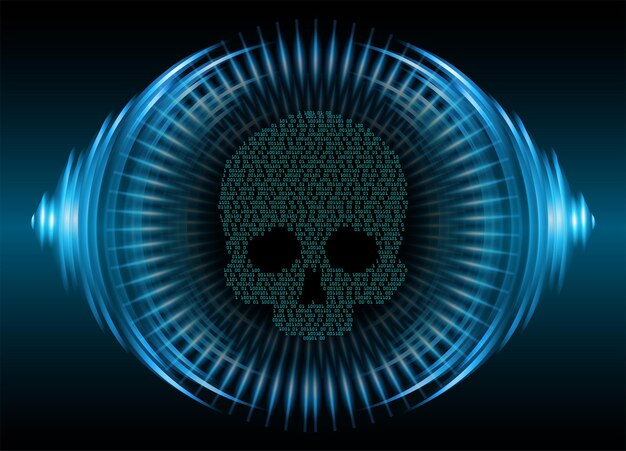 cyber hackerangreb baggrundsvektor med kranium
