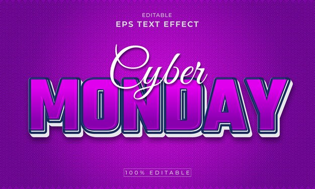 Cyber Mandag Redigerbar 3D tekst effekt premium vektor Premium Vector
