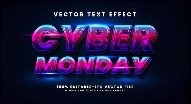 Cyber monday 3D text effect. Editable text style effect with new year theme.