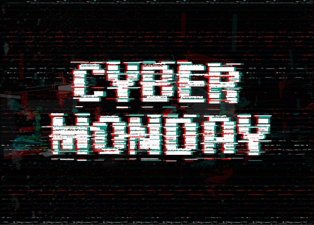 Cyber monday Typografi Design. Glitch effekt tekst.
