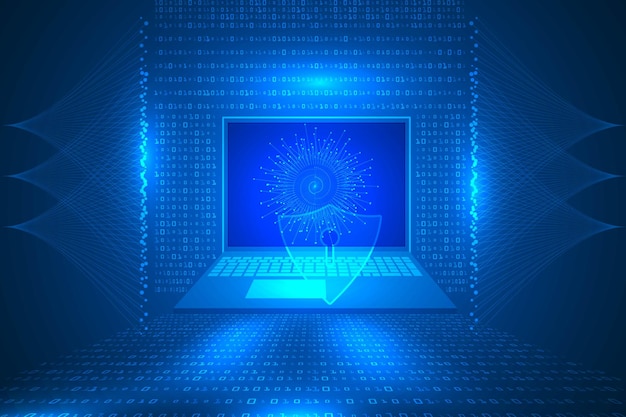 cyber security by binary code technology abstract. big data security visualization background.