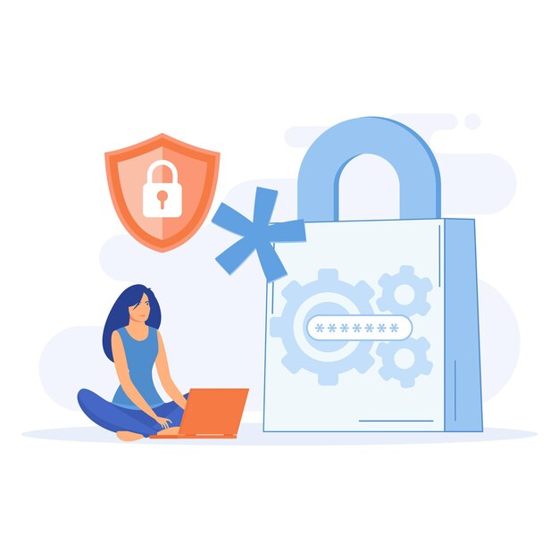 Cyber security concept Data security protected access control privacy data protection