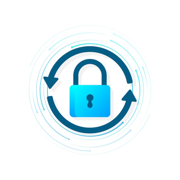 Cyber security concept Padlock lock Privacy concept Flat button Digital background