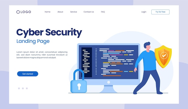 Cyber security Data protection metaphors set Database cyber security control protection of computer services Vector isolated concept illustrations landing page