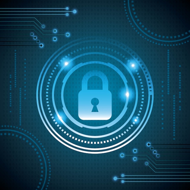 cyber security digital degrade binary numbers speed internet protect padlock 