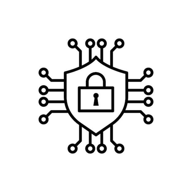 cyber security icon vector design outline style