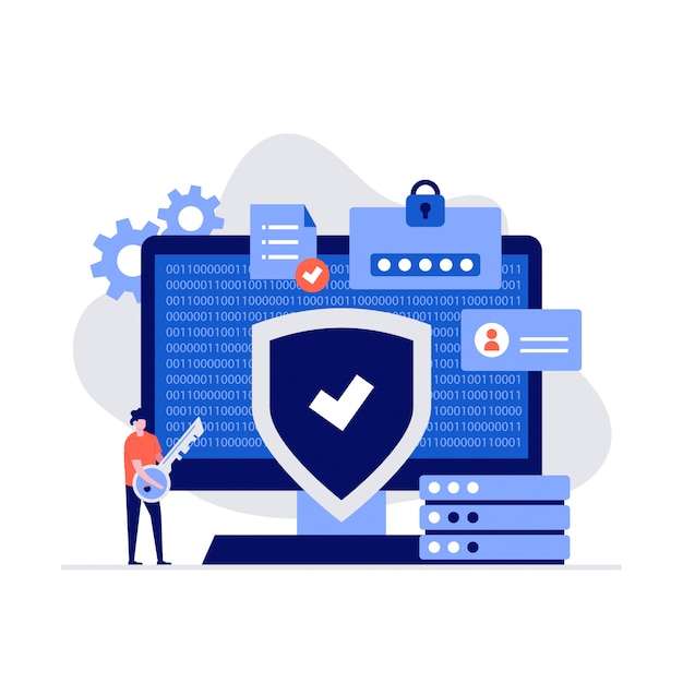 cyber security  illustration concept with characters.