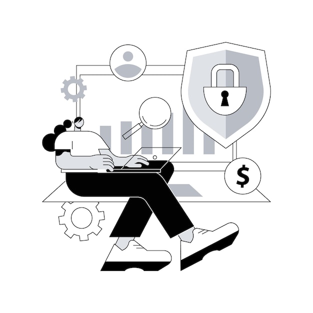 Cyber security risk management abstract concept vector illustration