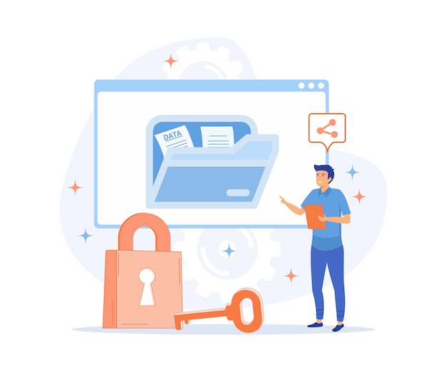 Cyber Security Services to Protect Personal DataOnline Payment Security Cloud Shared Documents Server Security flat vector modern illustration