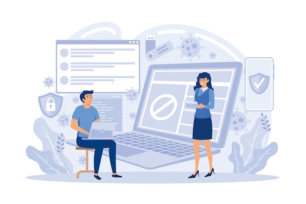 cyber security software information security program and antivirus concept  flat illustration
