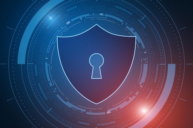 cyber security technology concept  shield with keyhole icon   personal data