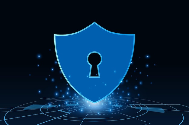 Cyber security technology concept , Shield With Keyhole icon  , personal data ,