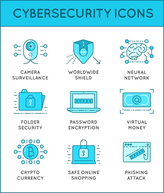 cyber security thin line icons set. computer network protection. high quality premium outline symbol collection. stroke vector logo concept.cybersecurity.