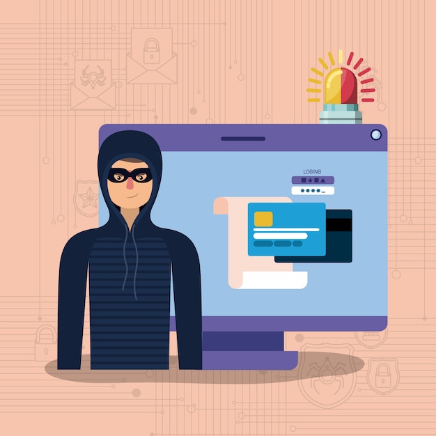 cyber security with computer and hacker