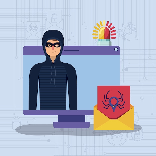 Cyber sikkerhed med computer og hacker