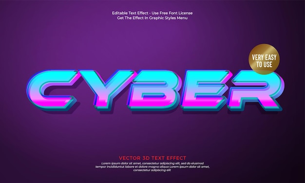 Cyber text effect background with 3d design