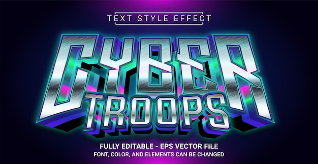cyber troops text style effect editable graphic text template