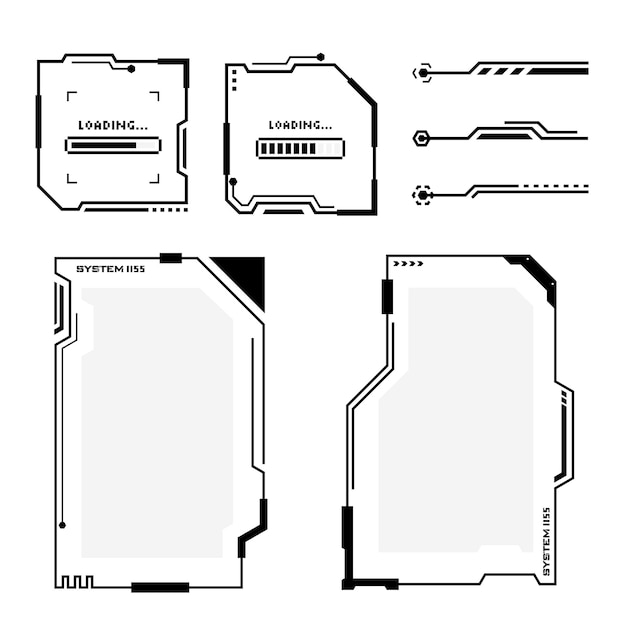 cyberpunk futuristic hud frame interface set