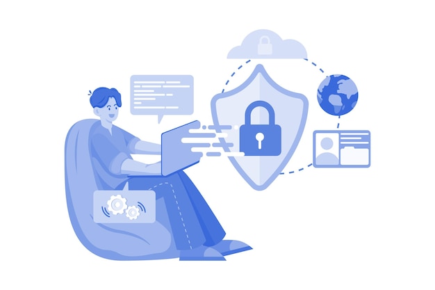 Cybersecurity developer Illustration concept on white background