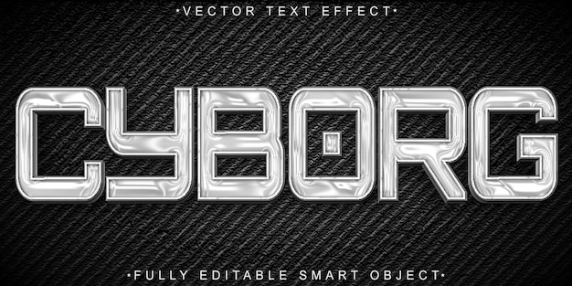 Cyborg Robot Futuristic Tech Chrome Digital Fully Editable Smart Object Text Effect