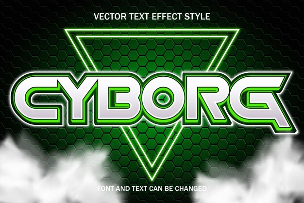 cyborg robot technology font typography 3d editable text effect style lettering template background