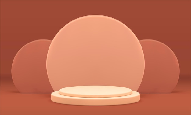 cylinder stairs podium brown semicircle showcase for product presentation 3d design studio vector