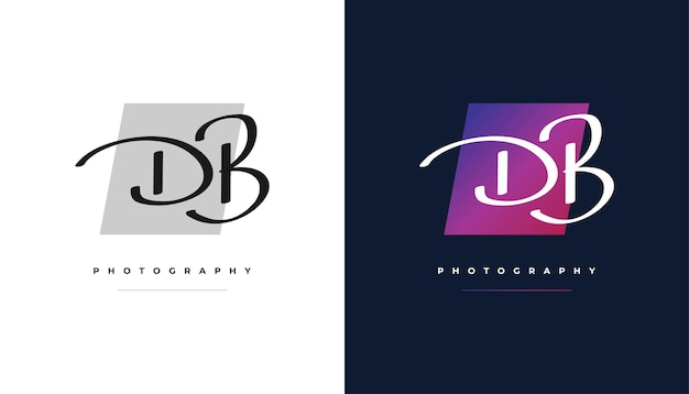 D and B Signature Initial Logo Design with Handwriting Style. DB Signature Logo or Symbol for Wedding, Fashion, Jewelry, Boutique, Botanical, Floral and Business Identity