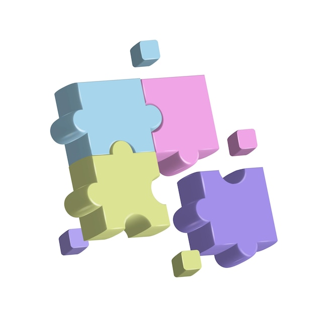 d colorful jigsaw puzzle cubes strategy jigsaw business and education eps render vector isolated ill