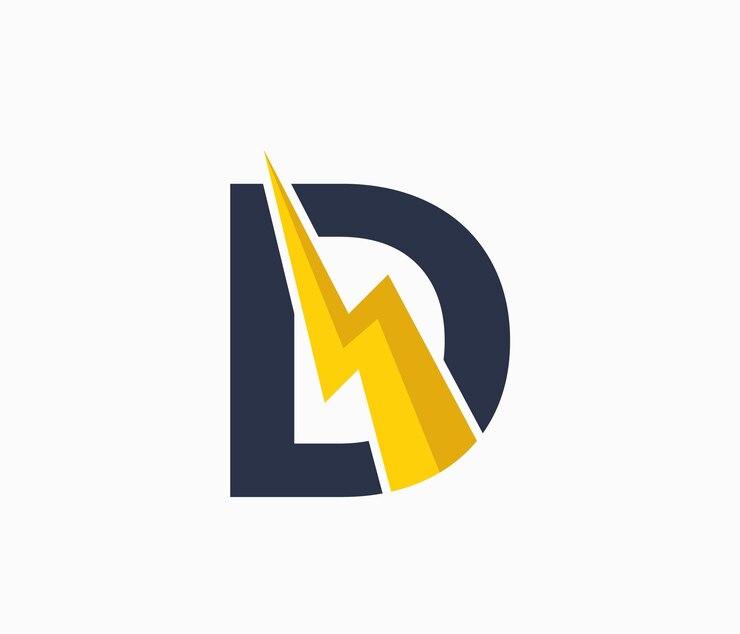 D energy logo or electric bolt icon