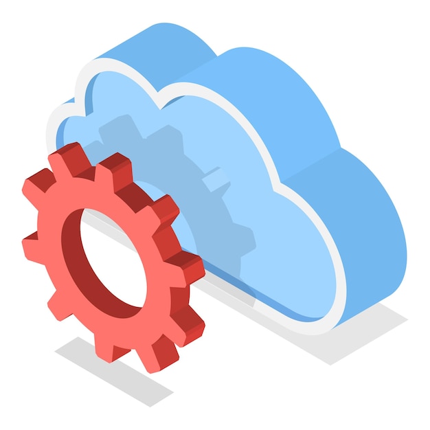d isometric flat icon set cloud technologies online services and data processing item