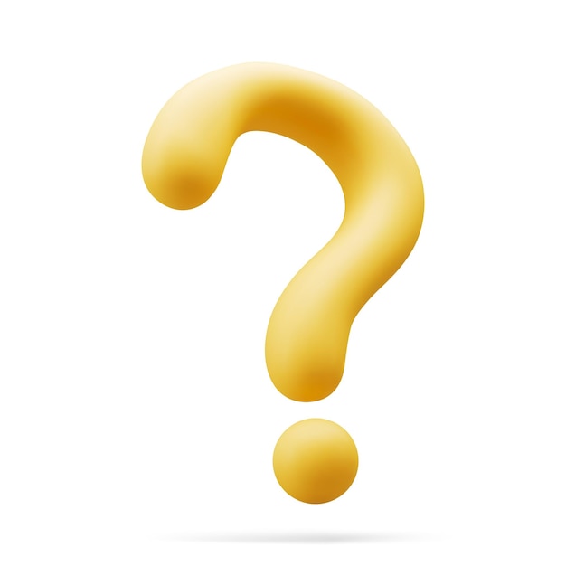D yellow question mark faq problem solution symbol vector illustration on isolated background