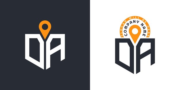 DA Location Logo Bundle Letter DA Logo Dual Vector Icons for Recruitment and Navigation
